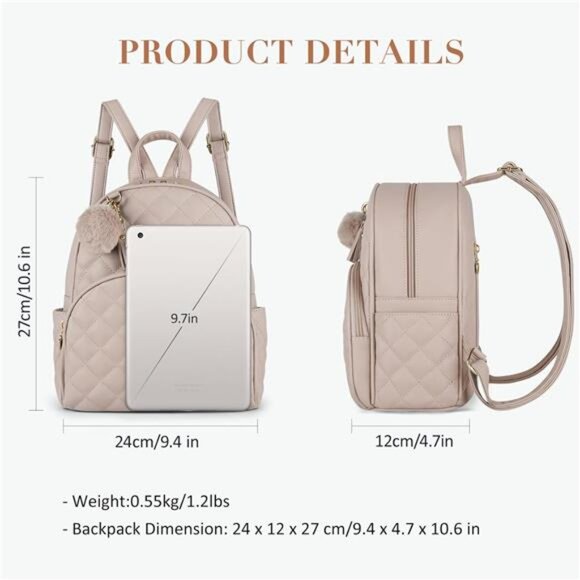 Mini Backpack Vegan Leather with Charm Tassel Brown - Picture 4 of 6